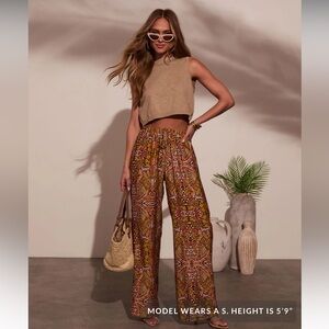 Vici Brown and Orange Wide Leg Pants